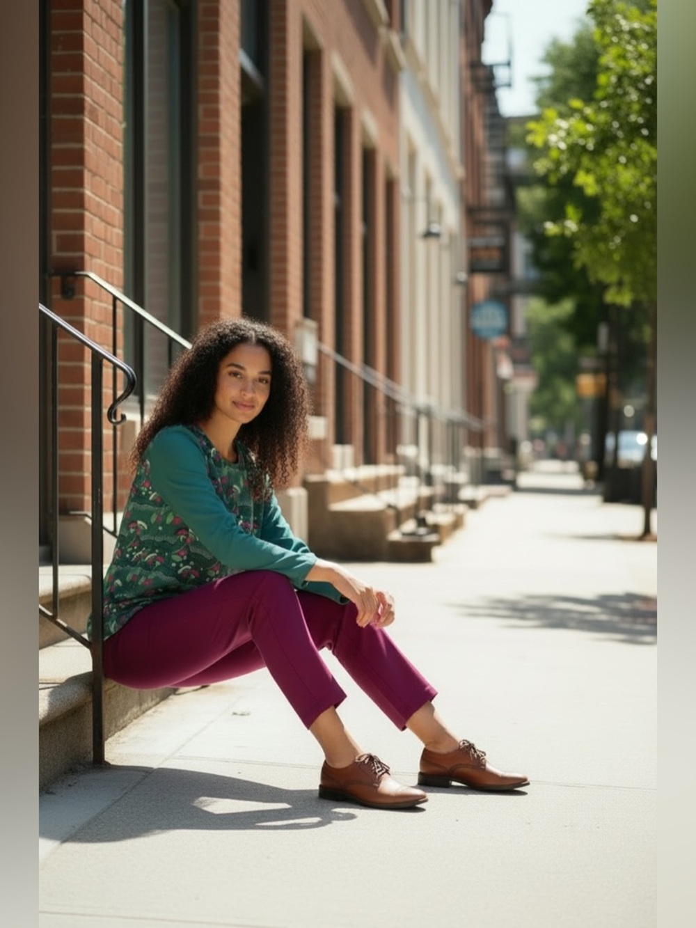 Boden Emerald and Pink Patterned Blouse - Picture 3 of 12